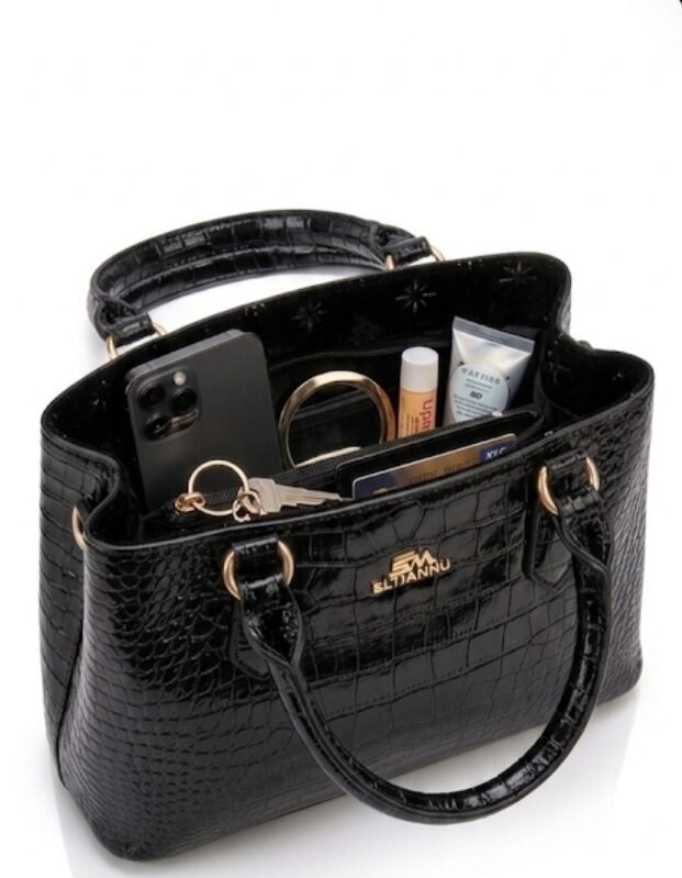 Glossy Crocodile Pattern Handbag