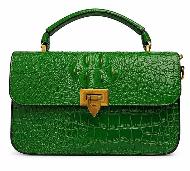 Glossy Crocodile Pattern Handbag